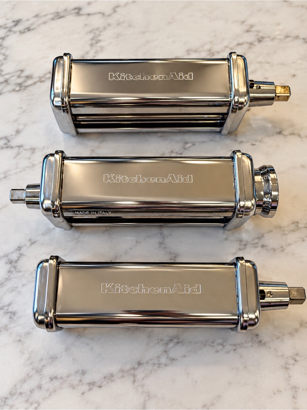 3PCS Stainless Steel Pasta Maker Set for Stand Mixers, Adjustable Thickness